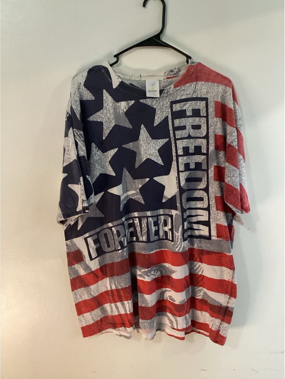 Jostens single stitch Freedom Forever American flag aop